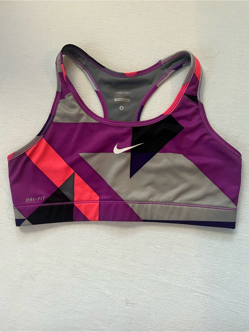 Nike Pro Dri-FIT Geometric Print Racerback Sports Bra Size L